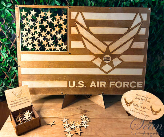 U.S. AIR FORCE On Flag 31"x21" | Veteran Patriotic Guest Book