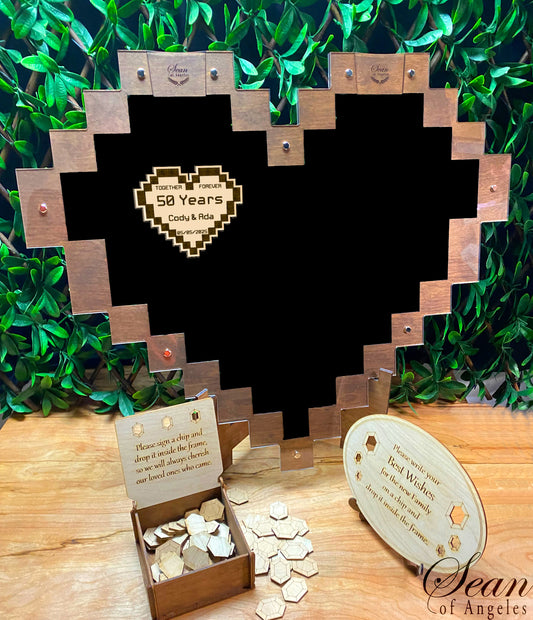 8-BIT HEART Guest Book, Pixel Art, Retro Gaming
