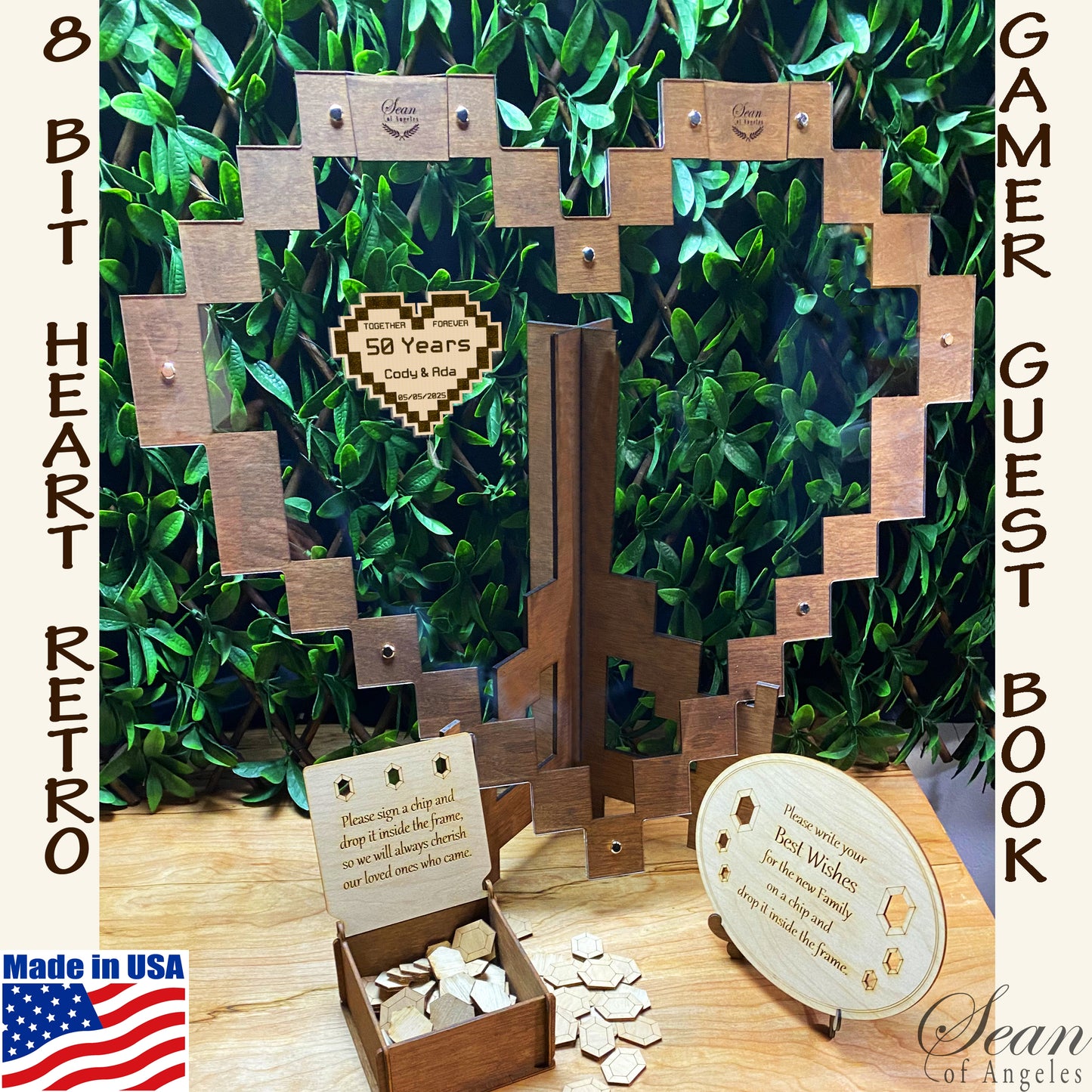 8-BIT HEART Guest Book, Pixel Art, Retro Gaming