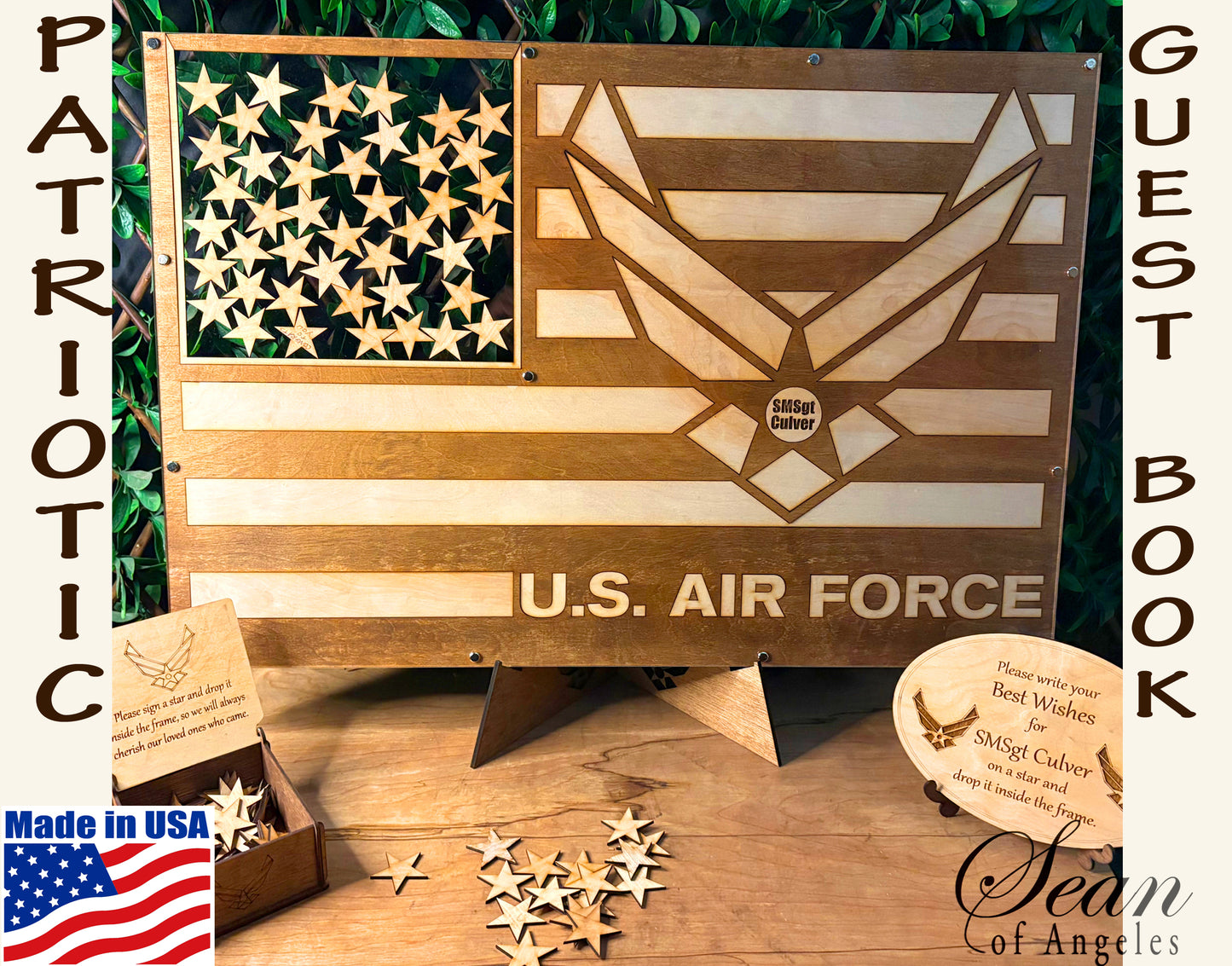 U.S. AIR FORCE On Flag 31"x21" | Veteran Patriotic Guest Book