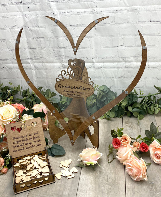 Quinceañera / Sweet 16 Heart Tiara Guest Book