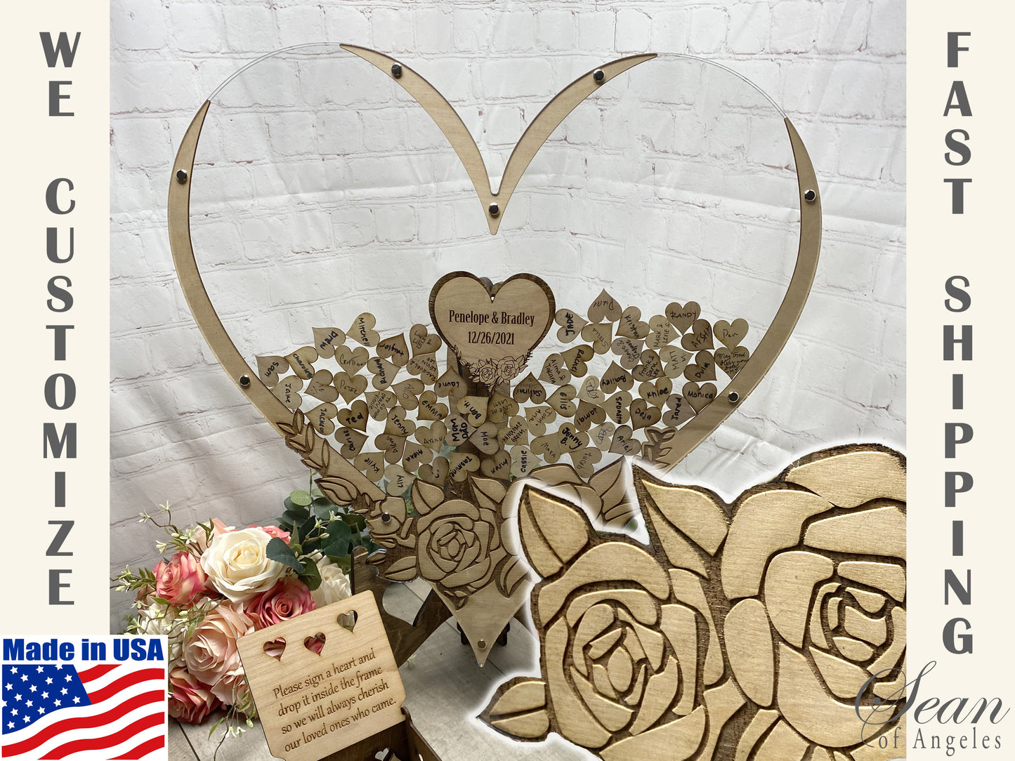 Heart of Memories With Roses Guest Book