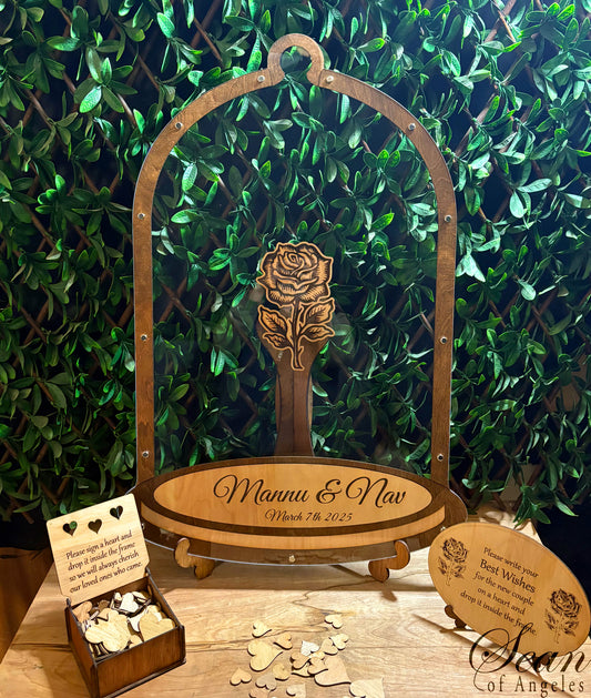 ENCHANTED ROSE In Glass Dome Guest Book, Wedding, Quinceañera, Sweet 16