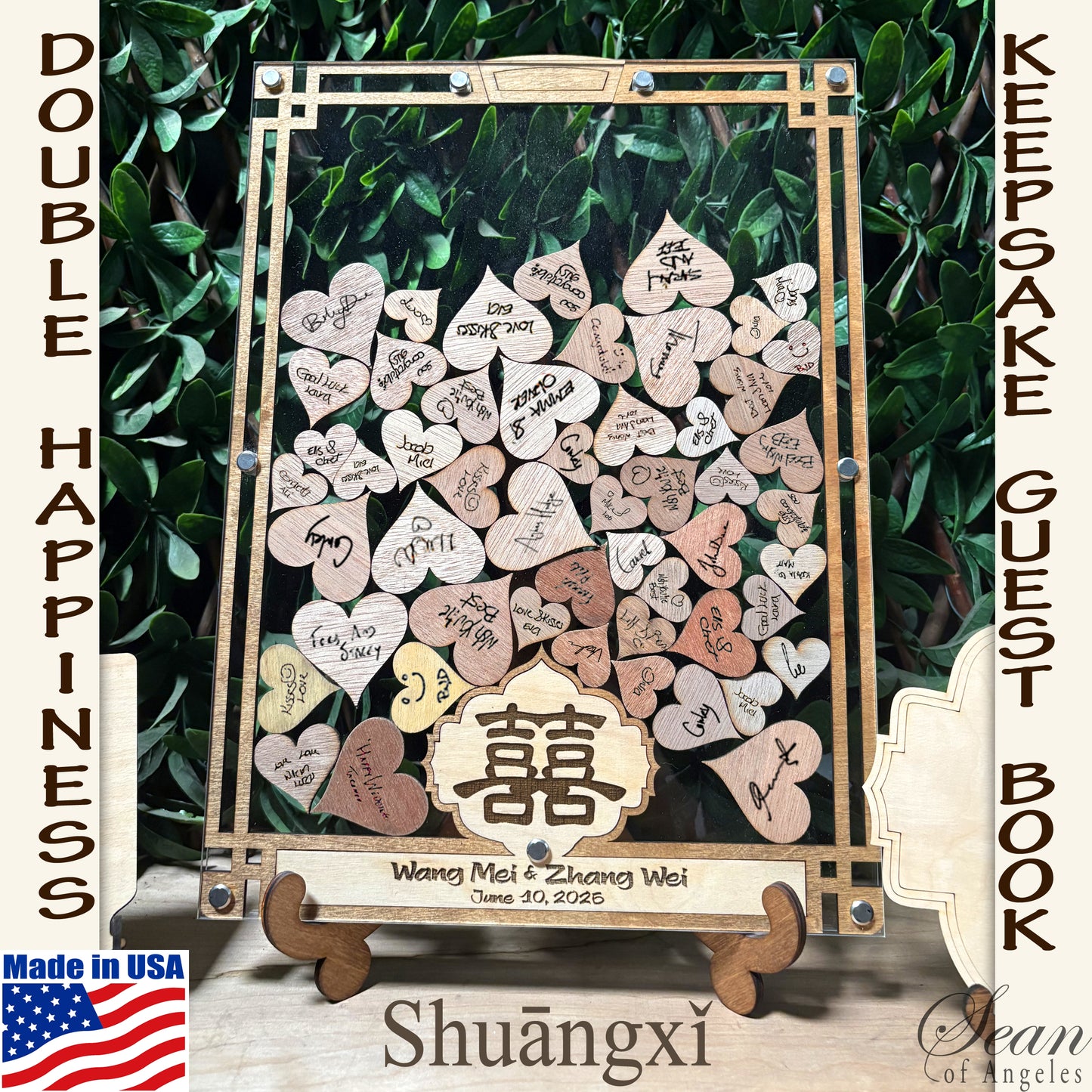 囍 DOUBLE HAPPINESS Chinese Symbol Wedding Guest Book Alternative